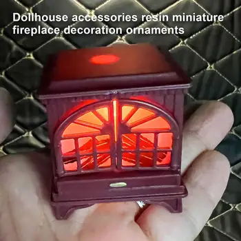 1/12 casă de Păpuși în Miniatură a CONDUS Vatră de Lumină cu Flacără Decor Decor Meserii Lampa de Crăciun Doll Păpuși Mobilier Casa Handcra Y9Q9