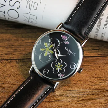2019 Moda Ceasuri Femei de Lux Yazole Brand din Piele Analog Cuarț Ceas de mână de Flori Doamnelor Ceas Femei Rochie Reloj Mujer