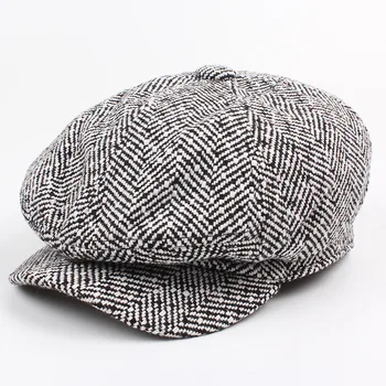 2021 Toamna și Iarna Octogonal Pălărie vânzător de ziare Pălărie Bereta la Modă pentru Bărbați pălărie Trendy Casual, Înainte drob Pălărie