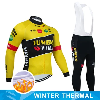 2022 JUMBO VISMA de Iarnă, Echipa de Ciclism Jersey Set MTB Biciclete Imbracaminte Ropa Ciclismo Termică Iarna Fleece Bărbați Ciclism Purta