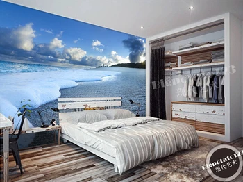 3D personalizat fotografie tapet,cer albastru și nori albi Plaja Val peisaj pentru camera de zi, dormitor fundal tapet de perete
