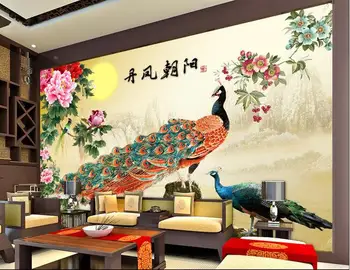 3d tapet personalizat murală în stil Chinezesc păun flori de bujor de fundal acasă decor camera de zi tapet pentru pereți în rulouri