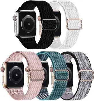 5-PACK Nylon Stretch Banda pentru Apple Ceas 7 Ceas Trupa 414mm 45mm, Reglabil Moale Respirabil Buclă pentru iwatch 6/5/4/SE 40/44mm