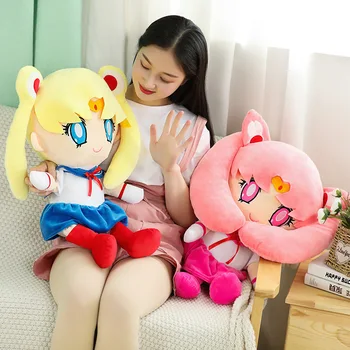 60CM Kawaii Sailor Moon Jucărie de Pluș Luna Cat Luna Iepure Drăguț Fată Inima Plină Anime Papusa Cadou Acasă Decorare Dormitor