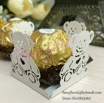 60pcs Minunat Urs de Ciocolată Mini Cupcake Wrappers cu Laser Gol Afară de Ambalare Cupcake Garnituri pentru Decoratiuni Partid Consumabile