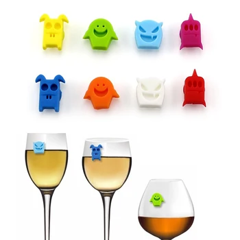 8 Buc/set din Silicon de Înaltă Calitate Etichetele de Vin Pahar de Vin Logo-ul Autocolant Cu ventuza Cupa Pandantiv Petrecere de Vacanță Etichete de Vin