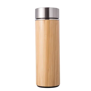 Amazon Fierbinte de Vânzare de 600 ml cu perete dublu de bambus pahar cu oțel inoxidabil ceai infuser sticla de apa