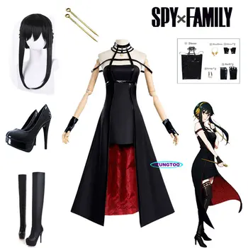 Anime Spion X Familiei Yor Falsificator Peruca Cosplay Costum Costum Negru Roșu Fusta Set Yor Briar Cercel Par Lung Femei, Haine De Petrecere