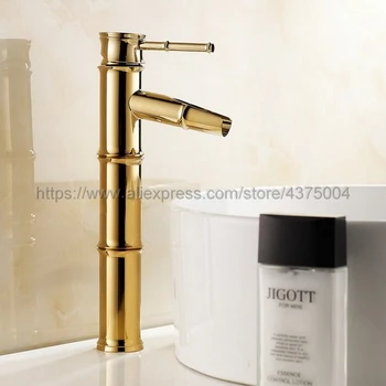 Aur lustruit baie chiuveta de robinet bazin stil Bamboo singura gaura robinet bazin de apă caldă și rece de la robinet Nnf086
