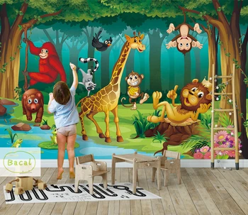 Bacal Personalizate 3D Foto Murală Tapet Pentru Camera Copii Paradisul Animalelor Desene animate pentru Copii Casa Murală Dormitor 5D hârtie de Perete Pictura