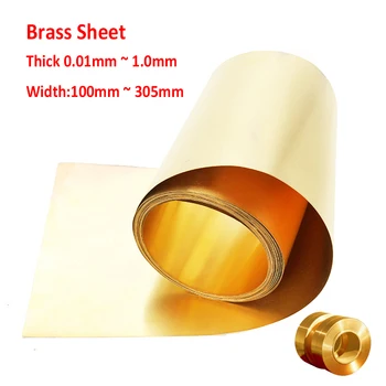 Brass Tablă de Alamă Plat Gros 0.01-1.0 mm Lățime 100/200/300/305mm Alama Metal Foaie Subțire de Folie Placa