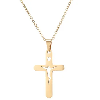 Bxzyrt Punk Din Oțel Inoxidabil Isus Hristos, Crucea Antic Lanț Coliere Pentru Femei Barbati Religioase Bijuterii Simple Lanțuri Colier