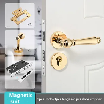 Calitate de Top de moda de lux de aur luminos Magnetic mut interior de blocare a mânerului din lemn masiv dormitor carte cameră de blocare balama ușă dop