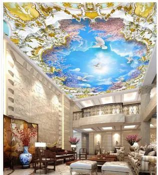 Cer albastru cherry tree 3D fresce pe tavan tapet Peisaj picturi murale plafoane stereoscopic 3d tapet tavan