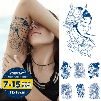 Cerneală Suc Impermeabil Tatuaj Temporar Autocolante Lacrimile Femeilor Flori Cuțit Body Art Fals Flash Tatuaj Bărbați Femei Durată Albastru Tatuaje