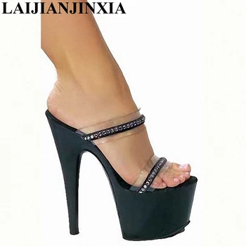 Clasice de Negru, 17 CM Doamnă Sexy, tocuri inalte, Papuci de casă profesionale joker pantofi de damă 7 cm Platforma Pantofi de Dans