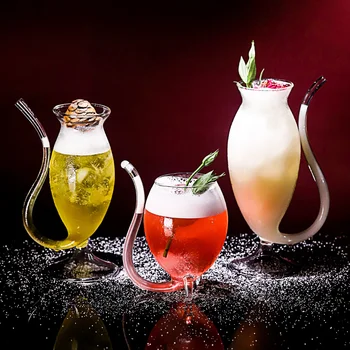 Creative Lipitoare Inima Veveriță Mouse-Ul Forma De Paie Pahar De Cocktail Bar Petrecere Specială Bea Smoothie De Amestecare Pahare De Vin Cupa