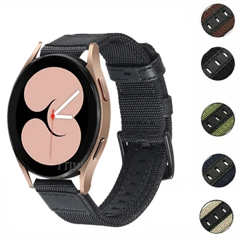 Curea Curea Pentru Samsung Galaxy Watch 4 44mm 40 mm Nylon Bandă de Piele Pentru Samsung Galaxy Watch 4 Classic 42mm 46mm Correa
