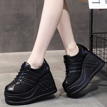 De Brand Nou Punk Moda Strazii Negre, Stil Gotic Fete Cosplay Platforma Tocuri Adidași Pene De Pantofi De Femeie Pompe De Mare Dimensiune 43