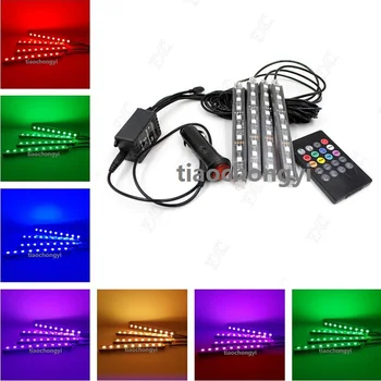 De la Distanță fără fir Muzică Control Vocal Colorate 9 LED-uri Auto de Interior Lumina RGB Neon