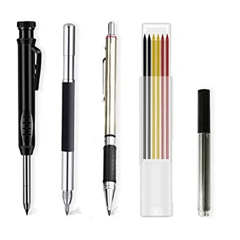 De Vânzare La Cald Solid Tâmplar Creion Kit Cu 15 Rezerve,Tâmplar Mecanic Creion Cu Cap Dublu Gravură Marca De Stilou