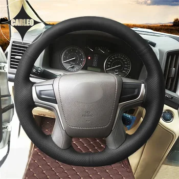 DIY Masina Capac Volan pentru Toyota Land Cruiser/Prado Coroana 2015-2020 Piele naturala Neagra Cusaturi Personalizate Titular