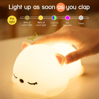 Dormitor copil Noapte Lumina de Interior Decor USB Reîncărcabilă Lumina de Birou Desene animate Silicon Touch Senzor Lampa de Masa Cu Telecomanda Pentru Copii