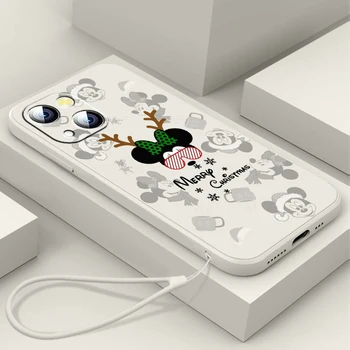 Drăguț Mickey Minnie Crăciun Telefon Caz Pentru Apple iPhone 14 13 12 Mini 11 XS Pro Max X XR 8 7 Plus SE Acoperă cu Lichid Coarda Funda