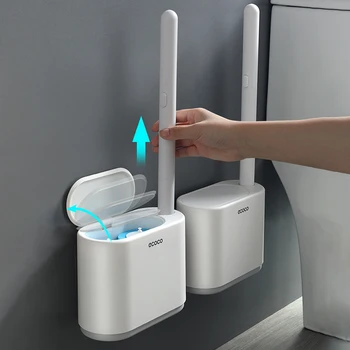Ecoco De Unică Folosință Perie De Toaletă Cu Lichid De Curățare Montat Pe Perete Instrument De Curățare Pentru Baie Înlocuire Cap De Perie Wc Accesorii