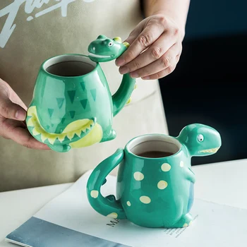 EECAMAIL Mână-pictat Underglaze Copii Marca Cupa Creator de Desene animate 3D Dinozaur Ceramice Expr Drăguț Lapte Cana CANA Suc de