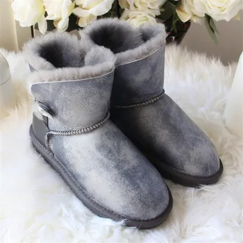 En-Gros 2022 Nou Pantofi Femei Cizme De Zăpadă Real Lână Cald Iarna Cizme De Piele De Oaie Autentic Din Piele Blana Naturala Non-Slip Pentru Femei Cizme Pentru Femei