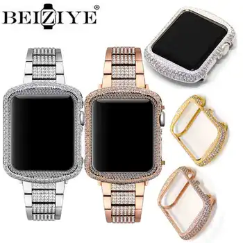 Femei Doamnelor Caz pentru Apple Watch Serie SE 6 5 4 Diamond de Metal Cadru din Aluminiu Protector Bara Pentru iWatch 40mm 44mm 42mm 38mm