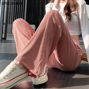 Femei Elegante Office Purta Pantaloni Drepte Epocă De Înaltă Doamnelor Pantaloni Largi Coreean 2022 Primavara/Vara/Toamna Largi Picior De Sex Feminin