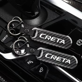 Fibra De Carbon Custom Car Styling Emblema Breloc Cheie Lanț De Inele Pentru Hyundai Creta Ix25 2020 2019 2018 2017