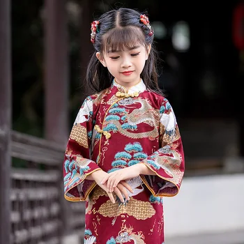 Imbracaminte Copii 2021 Toamna Noi Fete Cu Maneca Lunga Stil Chinezesc Cheongsam Copii Dress Tang Costum Han Costum De Performanță