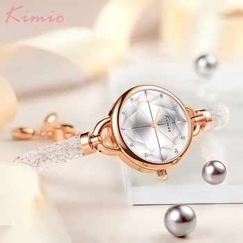 KIMIO Ceasuri Femei de Lux din Oțel Inoxidabil Stras Moda Mic Dial Cuarț Încheietura Ceas Lady Plasă de Trupa Ceas Femei Ceas