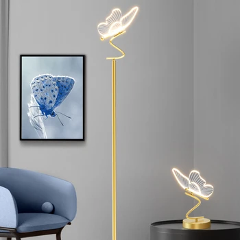 Lampa de podea Sens de Design Creativ și Cameră de zi Confortabilă, Dormitor matrimonial Lampă de Noptieră Fluture Decorativ Lampă de Masă