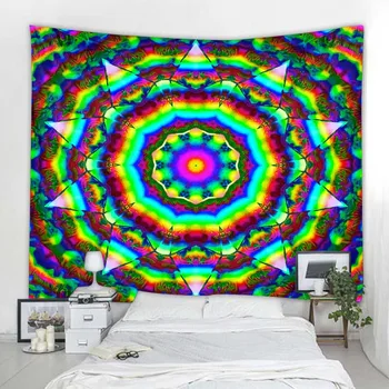 Mandala tapiserie fractal art agățat de perete boem decorarea camerei poliester pătură subțire yoga mat covor șal aruncat foi