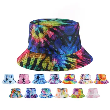 Moda față-Verso Gradient Bucket Hat pentru Barbati Femei Hip Hop Pliabil Pescar Capac de Vară de protecție Solară Bumbac Cuplu Pălărie