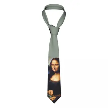 Mona Încărcare Mona Lisa Cravate Unisex Poliester 8 cm Armele lui Da Vinci Parodie Amuzant Renașterii Gât Cravata pentru Barbati Slim Gravatas