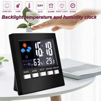 Multifunctionala Color Display Digital Vreme Ceas Electronic de Detectare Automată de Temperatură și Umiditate Metru Decor Acasă