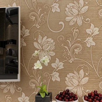 New Tapet Floral pentru Dormitor, Living Decorul Camerei Non-țesute 3D Relief Flocking Tesatura de Perete de Hârtie Murală Tapet Floare Roll