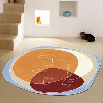 Nordic Art Rotund covor Covor Ușă Saltea de Covoare Moderne pentru Camera de zi Zona Covor Dormitor Anti-Alunecare Covor Podea Mat Tapete Textile de Casa
