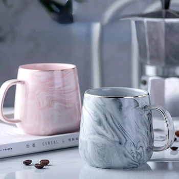Nordic Marmură Ceramice, Cani de Cafea кружка de Lux Ceașcă de Cafea Ceai Lapte tazas de cafenea Condensat Farfurie Costum Cu Antena Set de Lingura de Ins