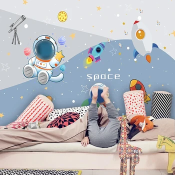Personalizat Murale 3D Papel De Parede de Desene animate Drăguț Astronaut Cerul Înstelat Camera Copiilor fundal Fundal Pentru Dormitor Pereti Fresco