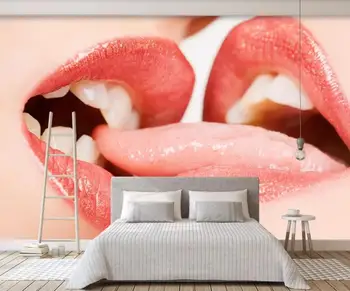 Personalizate 3D de mari dimensiuni murală tapet modern de moda sexy buze roșii sărută-club de noapte de fundal decorare perete pictura
