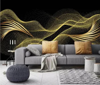 Personalizate 3D Tapet Mural Moderne Lumina Creatoare de Lux Golden Leaf Linie Stereo Camera de zi Dormitor de Lux Decor Fundal pentru Perete