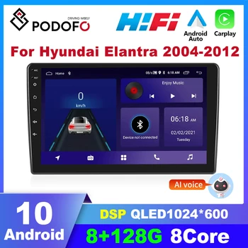 Podofo Android Carplay 2din Radio Auto Pentru Hyundai Elantra 2004-2012 Player Multimedia Stereo Auto Autoradio Navigare GPS