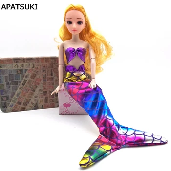 Păpuși Colorate Rochie De Petrecere Rochie De Bra & Fusta De Moda De Top Sutien Haine Pentru Papusa Barbie Cosplay Reale Sirena Coadă De Pește Rochii De Jucărie