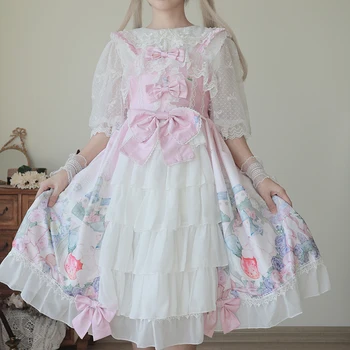Roz Costum De Servitoare Lolita Moale Fata Rochie Lolita Fără Mâneci Jsk Uniformă De Menajeră Cosplay Anime Joc De Rol Gotic Loli Kawaii Îmbrăcăminte